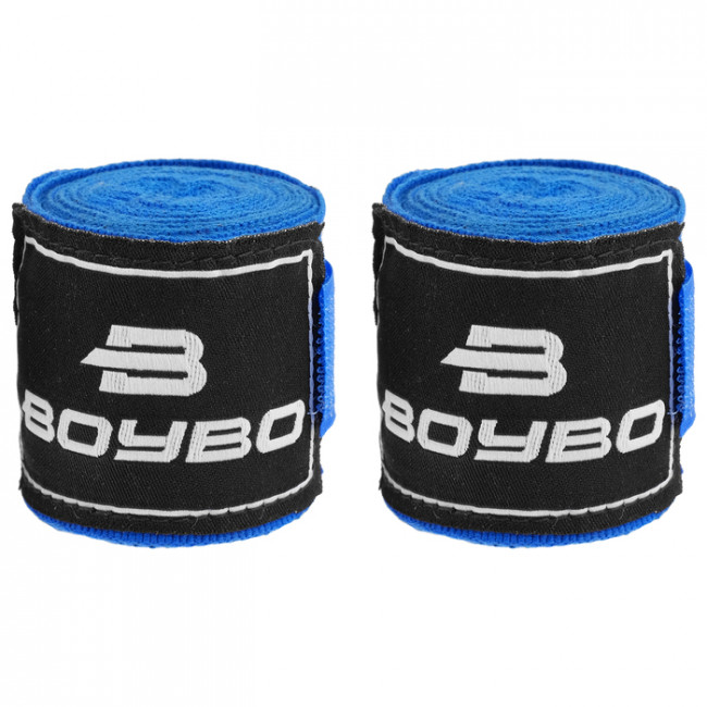 Короткие боксёрские бинты BoyBo эластичные 2,5 метра синие