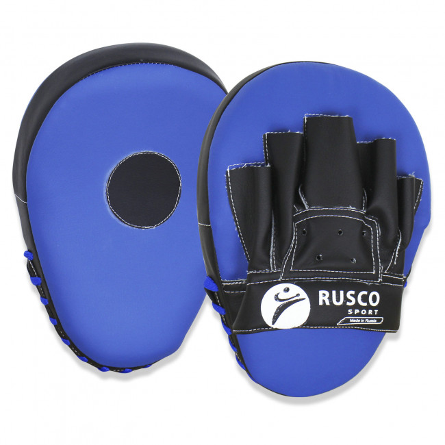 Лапы боксёрские  Rusco Sport изогнутые синие/чёрные