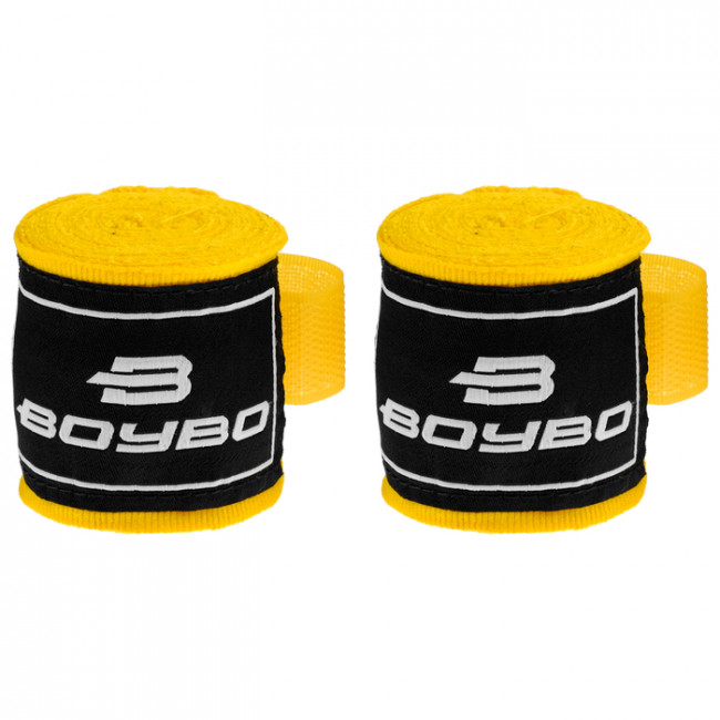 Бинты боксёрские BoyBo эластичные 4,5 метра жёлтого цвета
