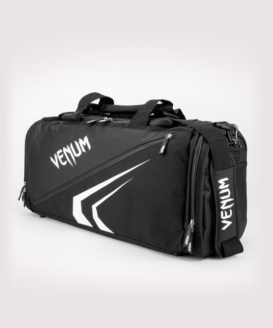 Сумка Venum Trainer Lite Evo Sports чёрная с белым логотипом