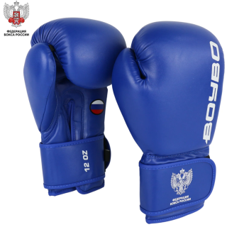 Перчатки боксерские BoyBo TITAN синего цвета,  одобрены федерацией бокса России