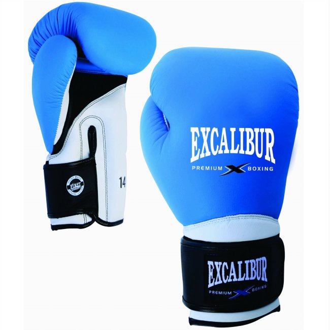 Боксёрские перчатки Excalibur Premium Boxing синего цвета