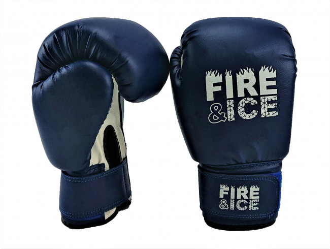 Боксёрские перчатки Fire & Ice PVC синего цвета