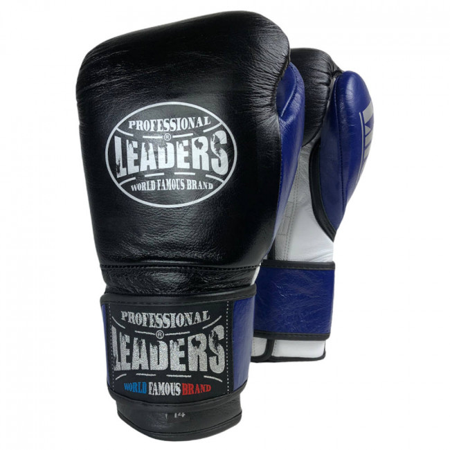 Боксёрские перчатки Leaders Lite чёрного синего цвета