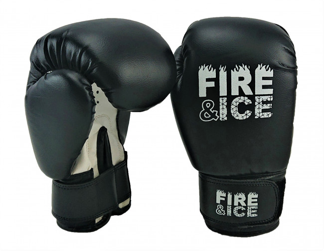 Боксёрские перчатки Fire &  Ice PVC чёрного цвета