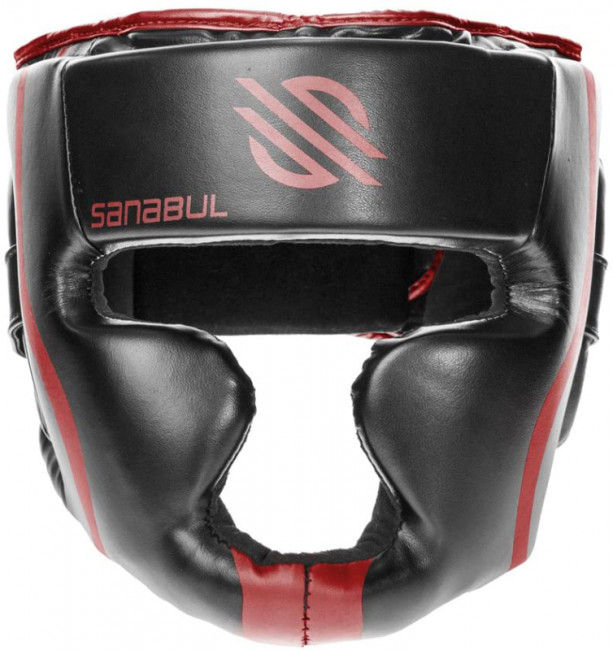 Тренировочный шлем для единоборств Sanabul чёрный/красный
