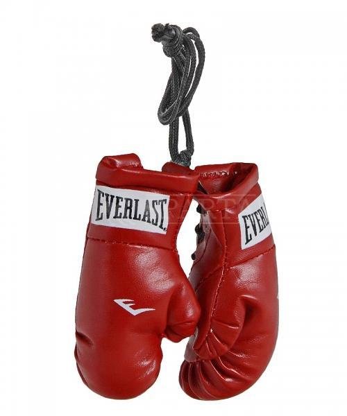 Сувенирные боксёрские перчатки в машину (автомобиль) Everlast красного цвета