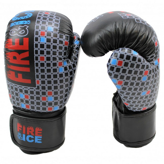 Боксёрские перчатки Fire &  Ice Leather чёрного цвета