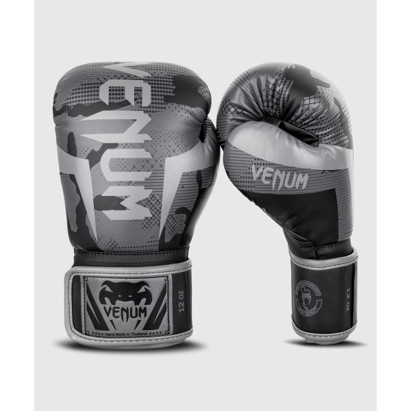 Перчатки боксерские Venum Elite черного/темно-камуфляжного цвета