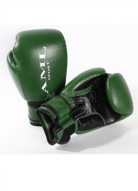 Боксёрские перчатки AML Sport зелёного цвета