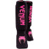 Защита голени со стопой Venum Kontact чёрного цвета розового логотипа