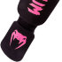Защита голени со стопой Venum Kontact чёрного цвета розового логотипа