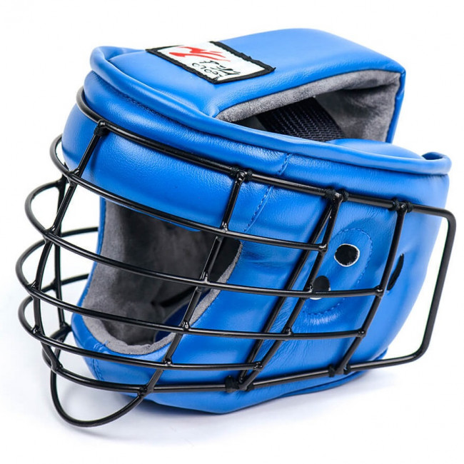 Шлем для армейского рукопашного боя с металлическим забралом Рэй Спорт Титан-2 синий