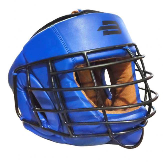 Шлем для армейского рукопашного боя (АРБ) BoyBo с металлическим забралом синий