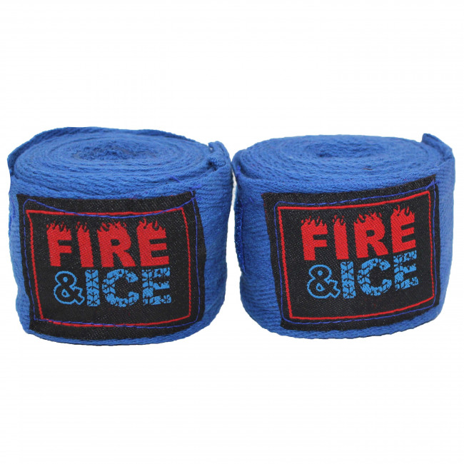 Бинты боксёрские Fire Ice хлопковые 4 метра синего цвета