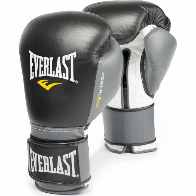 Боксёрские перчатки Everlast PowerLock чёрного цвета