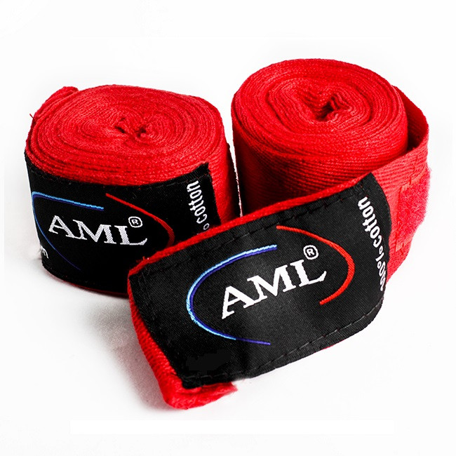 Боксёрские бинты AML неэластичные 4,5 метра красного цвета