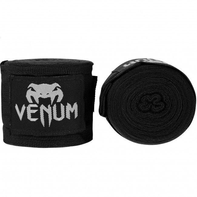 Короткие боксёрские бинты Venum эластичные 2,5 метра чёрного цвета