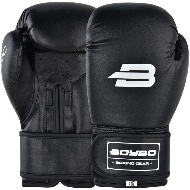 Детские боксёрские перчатки BoyBo Basic чёрного цвета
